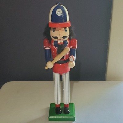 Baseball Player Nutcracker 14'' with Bat And Ball Very Good Condition Fast Shipp