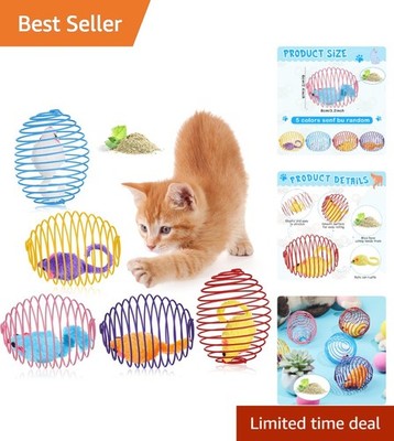 5 Colorful Cat Spring Balls - Interactive Catnip Toy for Playful Kittens