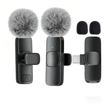 Type-C Wireless Lavalier Microphone USB-C Clip Mic for Phone Camera Laptop