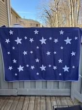 Pottery Barn Star Quilt Navy Blue Queen No Shams Big Shining Kids Rare🦩
