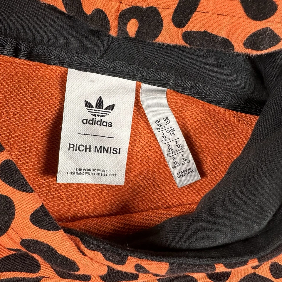Adidas Rich Mnisi Sudadera con Capucha Mujer 3X Leopardo Animal AOP Originales De Gran Tamaño Foto 3 de 4
