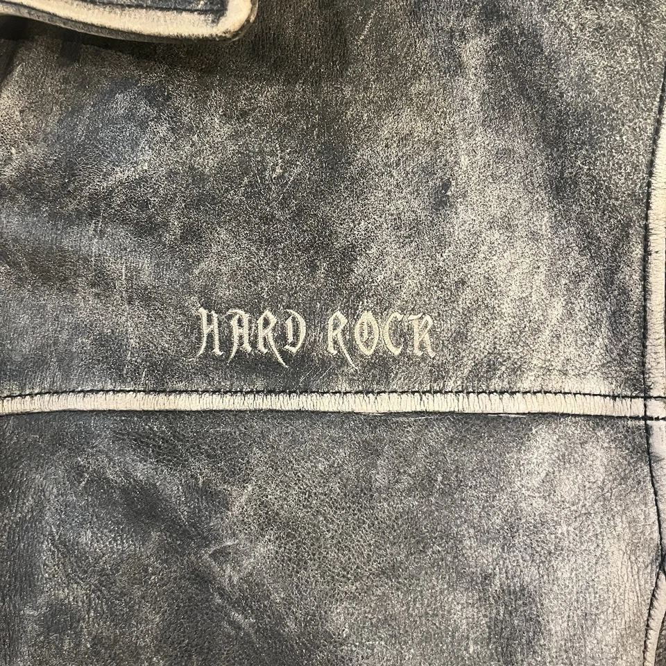 Vintage Hard Rock Cafe faded Leather Jacket with embroidered logo Size 3XL - Image 2 of 4