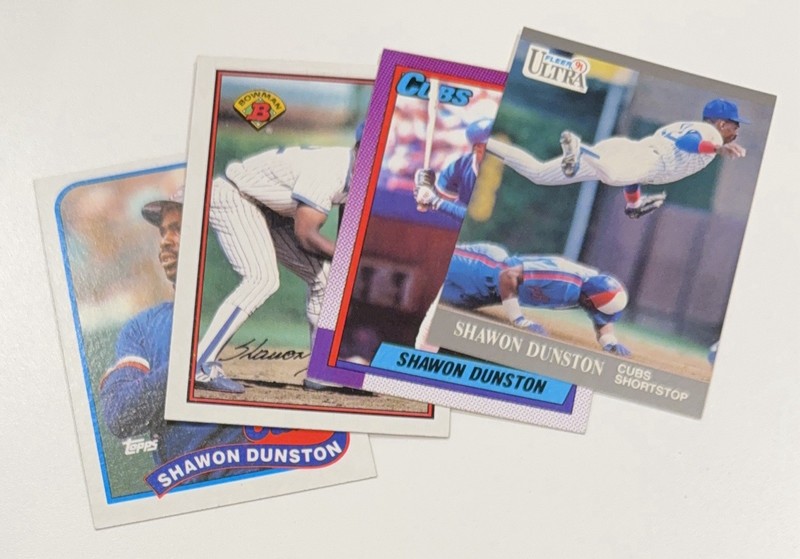 Shawon Dunston 1989-91 MLB Mixed Brand (4) Card Lot NM or Better B