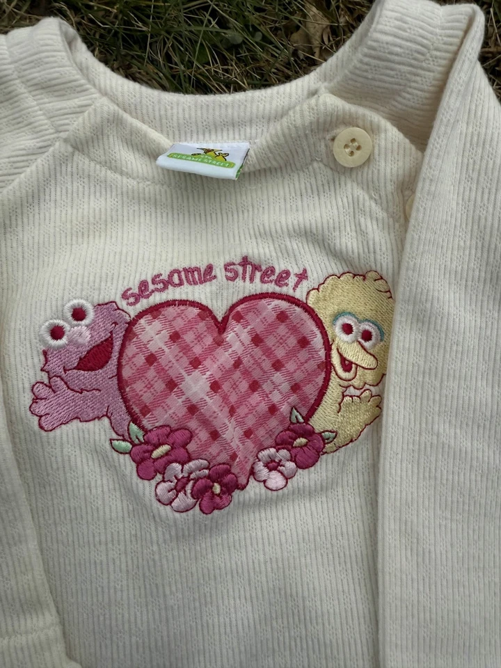 De colección Años 90 Plaza Sésamo Pájaro Grande Galleta Monstruo Corazón Bebé Manga Larga 6/9M Foto 3 de 4