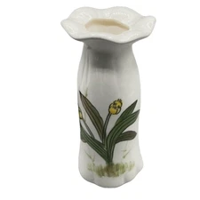 Vintage 1984 FTD 6:75” X3” wide yellow floral vase.