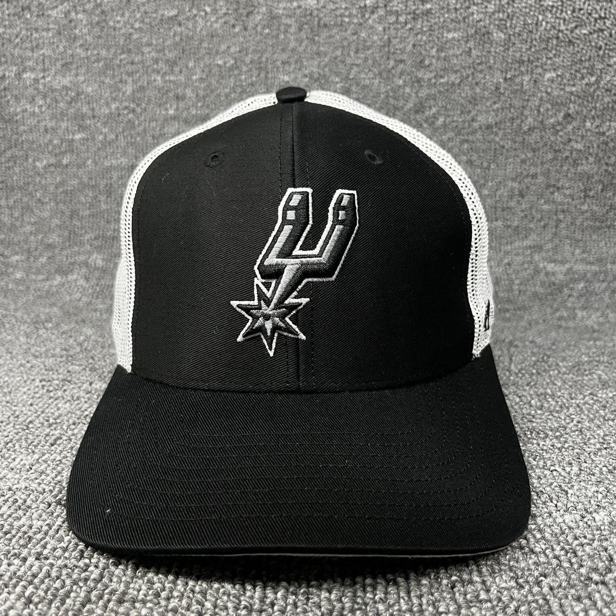 New '47 Brand San Antonio Spurs NBA Trucker Snapback Hat Black White Mesh Cap