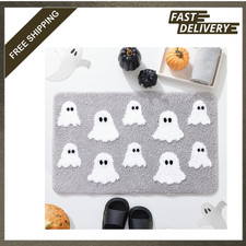 Halloween Ghost Bathroom Rug, Soft Polyester Tufted Bath Mat, 30x20 Inches Grey