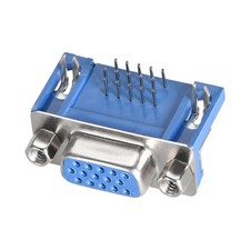 D-sub Connector Female Socket 15-pin 3-row Right Angle Port Terminal Blue 1pc