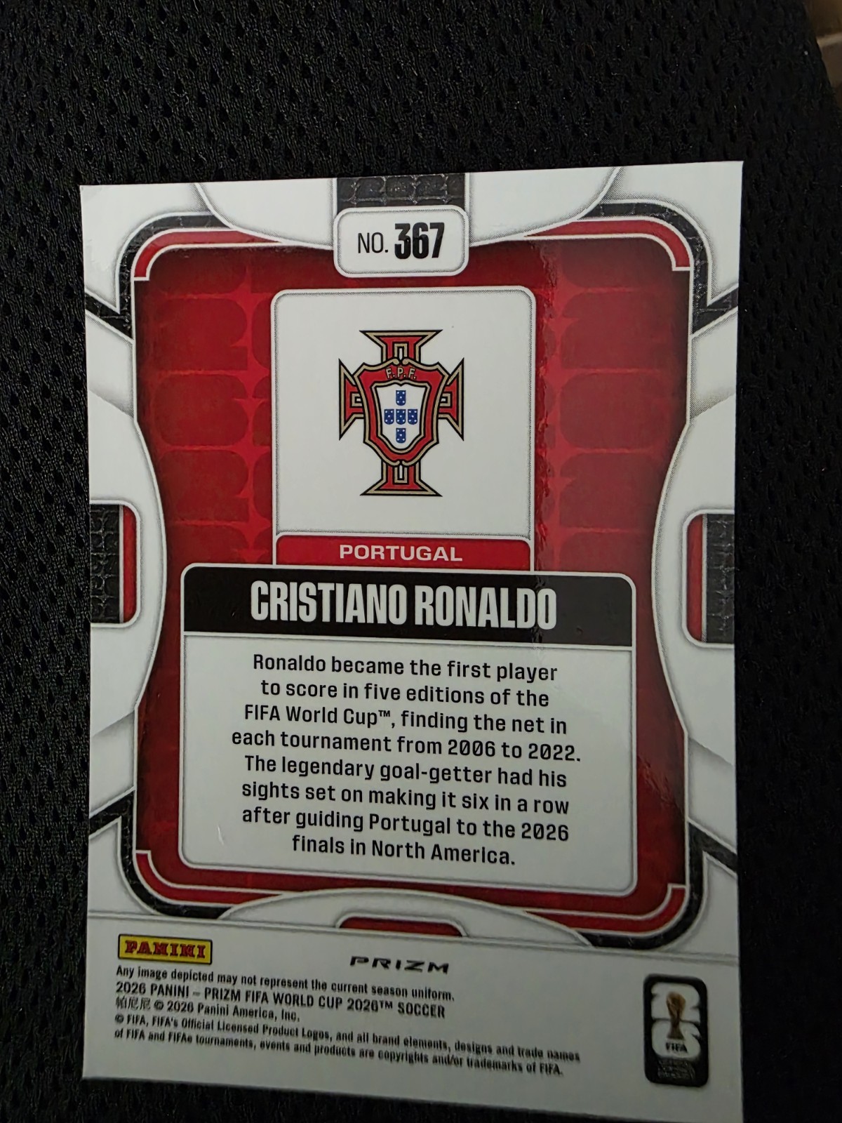 2026 FIFA WORLD CUP PRIZM - CRISTIANO RONALDO - RED GREEN BLUE RGB PRIZM view 2