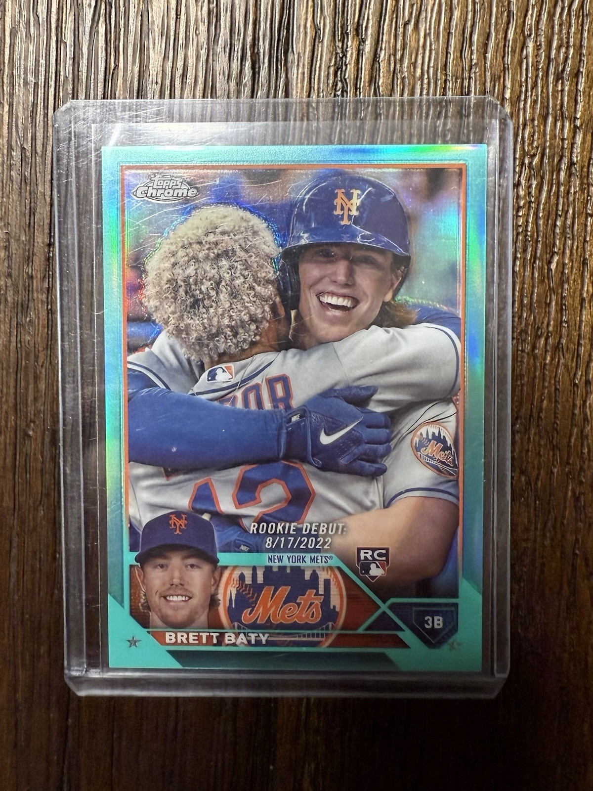 2023 Topps Chrome Update Rookie Debut Brett Baty Aqua Refractor RC 121/199 Mets