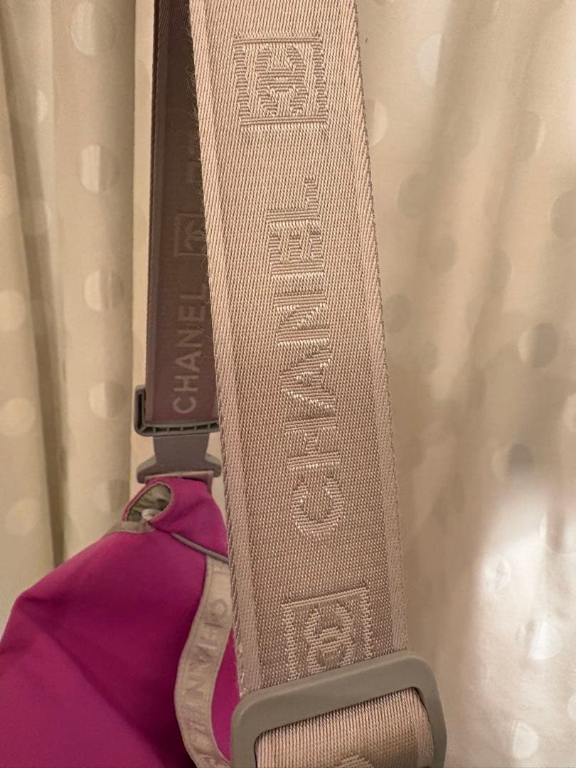 Auth CHANEL Bag Nylon Pink Quilted Shoulder Unisex Crossbody