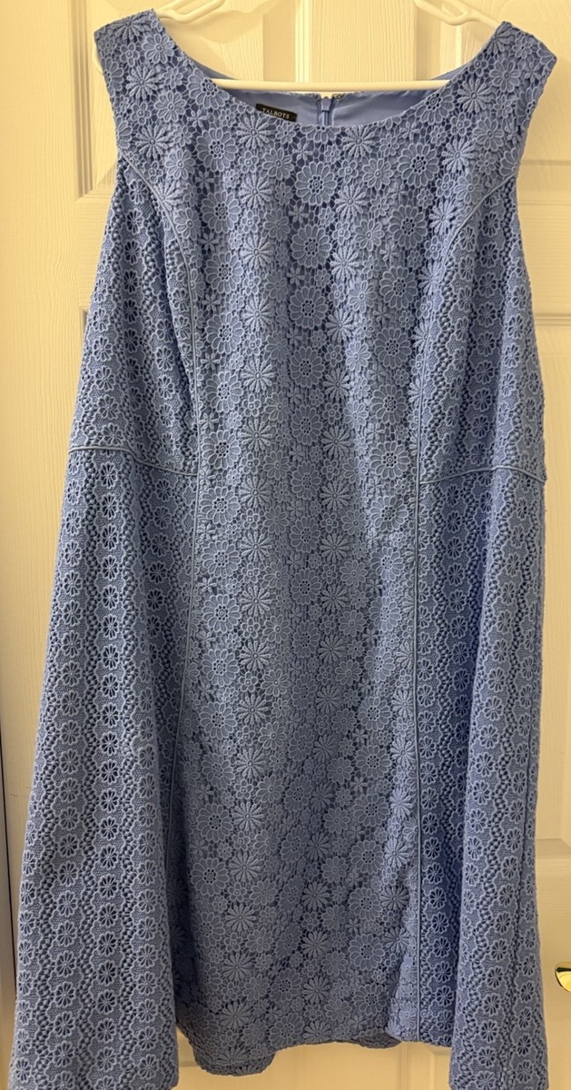 Talbot's Dress Womens Size 16W Blue Floral Lace Eyelet Sleeveless | eBay