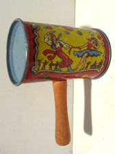 Vintage Kirchhof Tin Litho Party Noise Maker Wood Handle New Year Eve Party