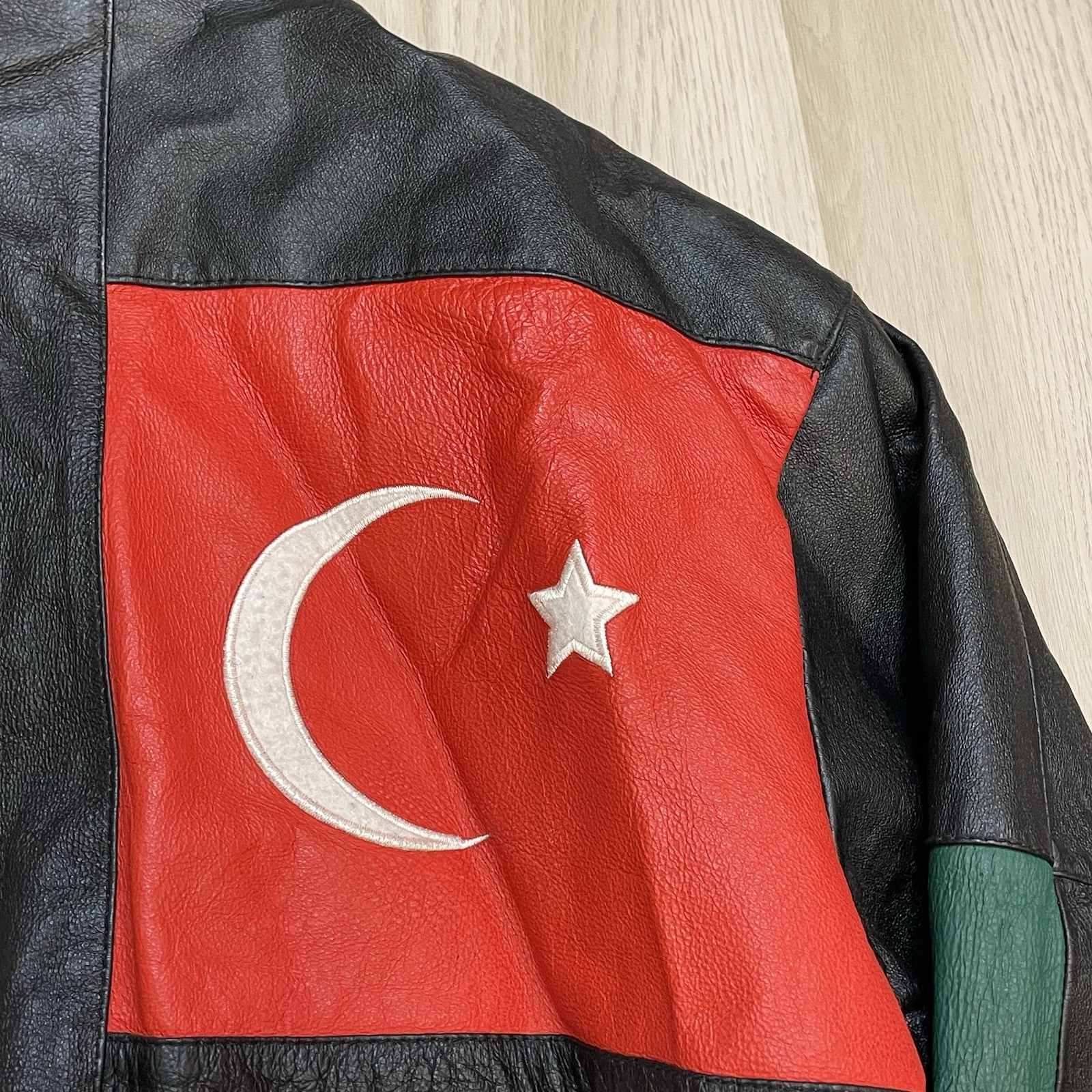 Phase 3 World Flags Bomber Leather Jacket Vintage… - image 14