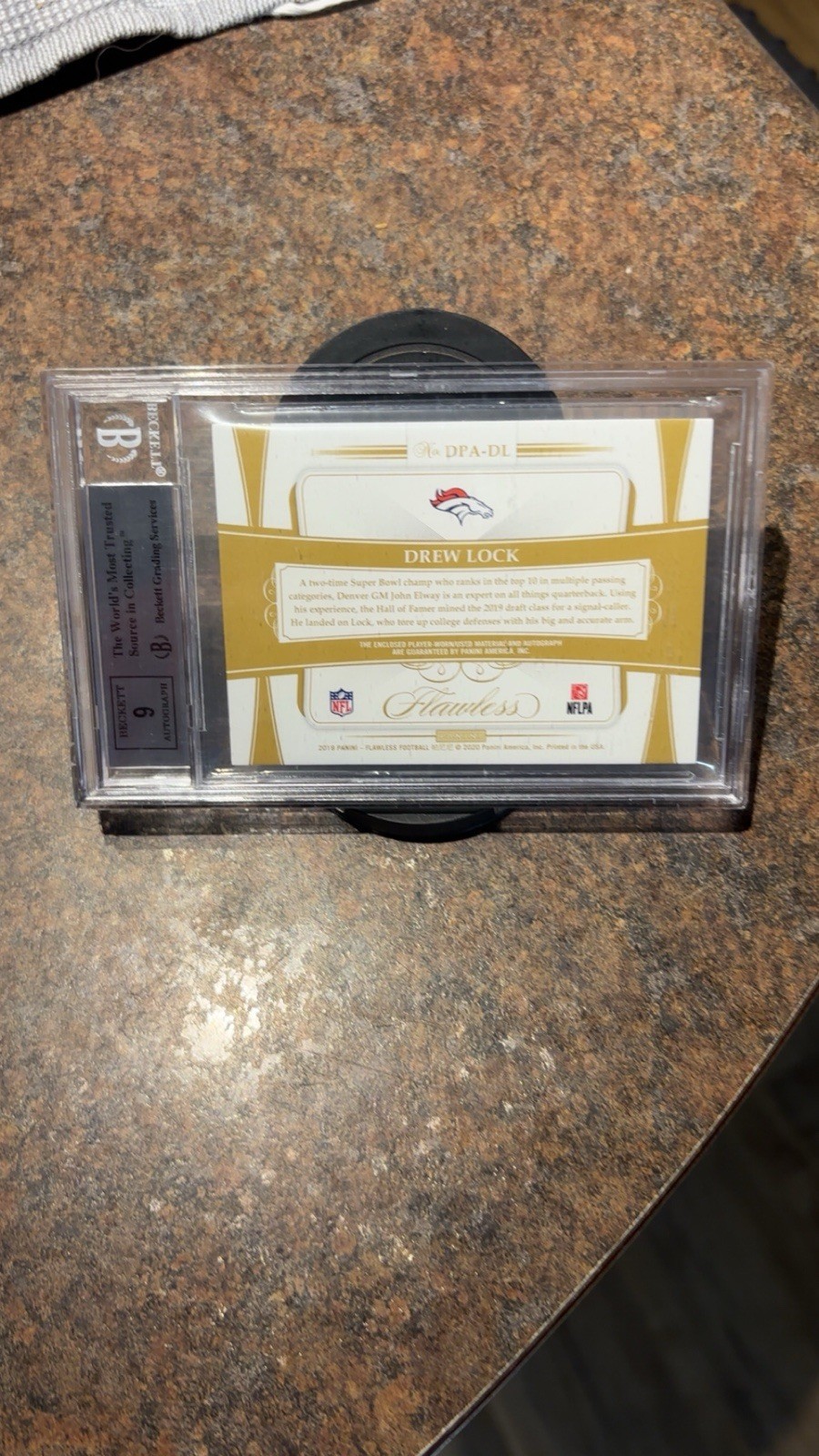 Panini Flawless 2019 Drew Lock Broncos DPA-DL Ruby RPA /15 BGS 9 view 4
