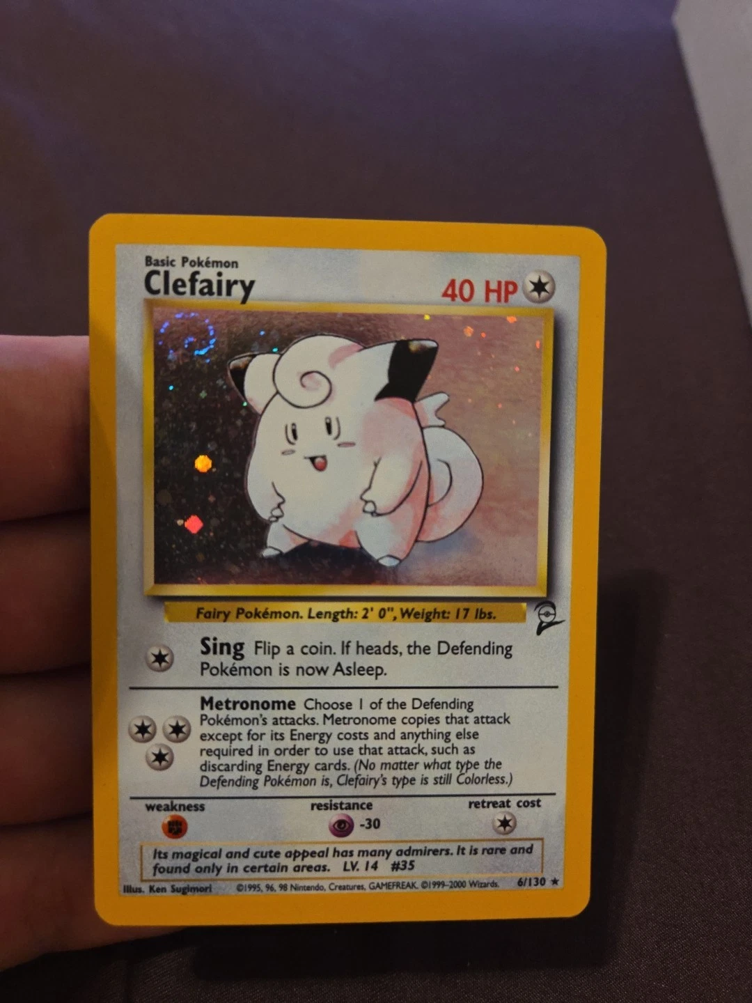 Clefairy Base Set Holo Rare LP Unlimited 2nd EDITION. Beautiful Swirl