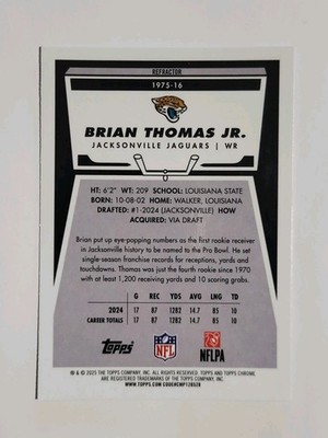 2025 Topps Chrome Brian Thomas JR. 1975 Throwback Refractor #1975