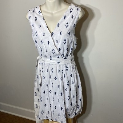 Splendid Women s Sleeveless Dress With Belt, Size Small white w navy pattern