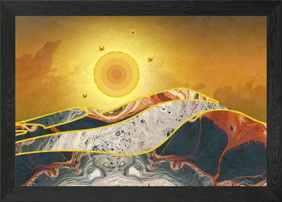 Sun dusk on desert sands Framed Wall Art Poster Canvas Print Picture