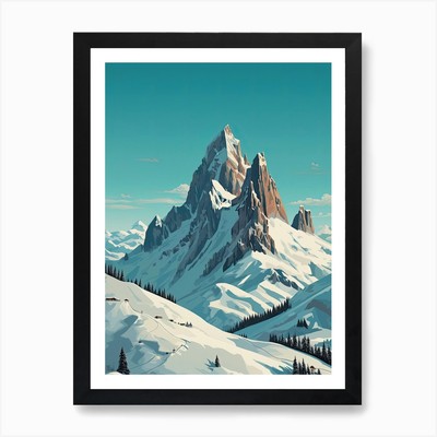 Cortina D Ampezzo   Italy, Ski Reso Framed Wall Art Poster Canvas Print Picture