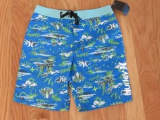 Hurley Boys Board Shorts Swim Trunks Swimsuit Neptune Blue 14 NWT