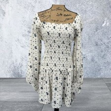 Free people Tea Combo Blue Flower Dress Long Sleeves Women Size Medium
