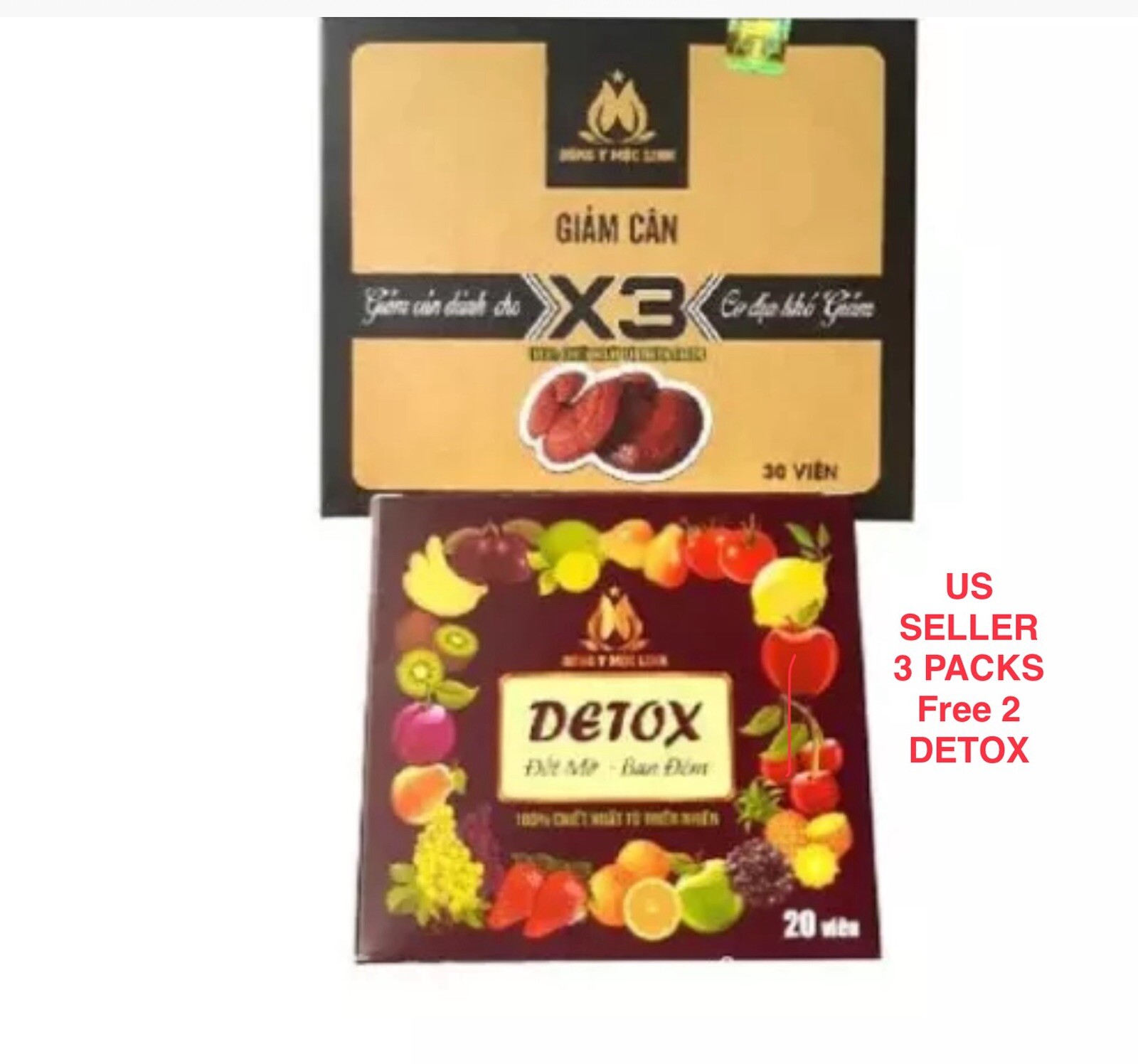 3 PACKS  MOC LINH SLIM X3 – WEIGHT LOSS, OFFER FREE 40 CAPSULES DETOX