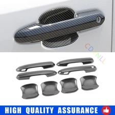 Fit For Toyota RAV4 2019-2023 Carbon Fiber Side Door Handle Bowl Frame Trim 8PSC