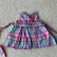 CHAPS 3 MONTH SUNDRESS, LINED, SASH, SLEEVELESS, PLAID, BACK BUTTONS, CUTE