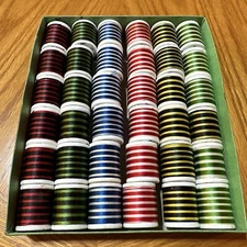 NOS Gudebrod Rod Winding Nylon Thread 36 Assorted Space Dye Size E 50yds Each W