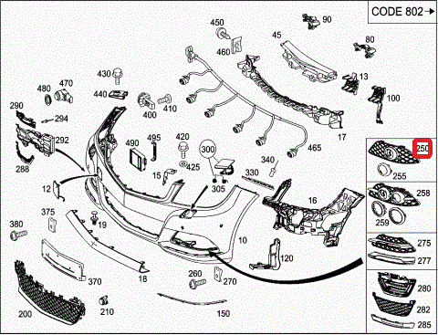 MERCEDES BENZ MB W204 C CLASS 08-10 OEM AMG STYLE FRONT RIGHT OS FOG LIGHT GRILL - Picture 4 of 4