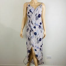 ASTR The Label Penelope Maxi Dress Gray Purple Floral Wrap Women's Small S