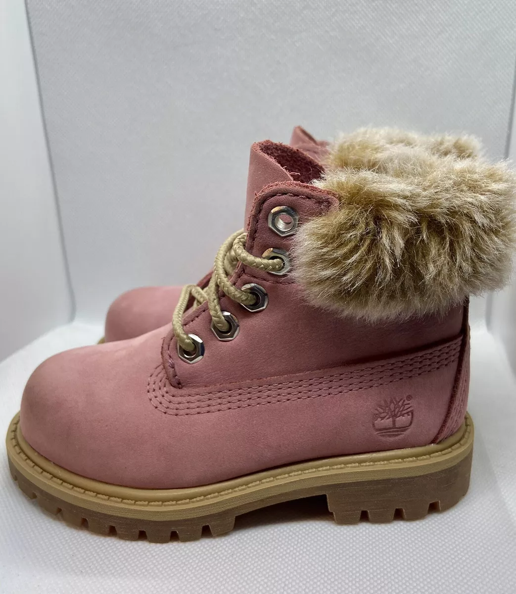 Timberland Boots with Fur For Girls 6 Toddler Waterproof Dusty Rose/Pink |