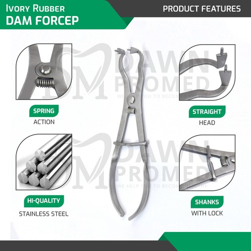 Abrazadera de presa de goma ligera dental fórceps alicate restauradora endodóntica alemana - Imagen 3 de 7