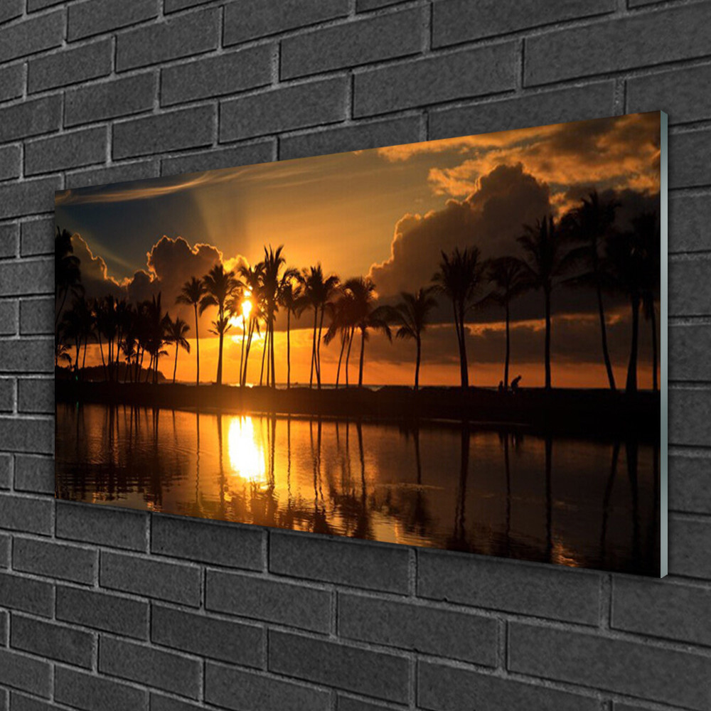 Tableau sur verre Tulup 100x50 cm Arbres et Soleil pour décoration murale de salon