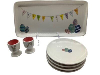 Rae Dunn Easter Collection, Tray, Plates, Egg Cups Collectible Holiday Decor