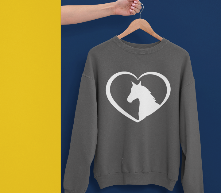 Cavallo Cuore Felpa Equestre da Moto Pony Scherzo Divertente Novità Compleanno