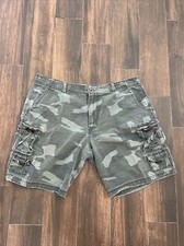 Vintage Y2K Plugg Mens Cargo Shorts Size 42 Camo Cotton Button Pockets