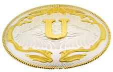 Initial U Letter u Belt Buckle New Men Women Western Really Cowboy Gold Metal