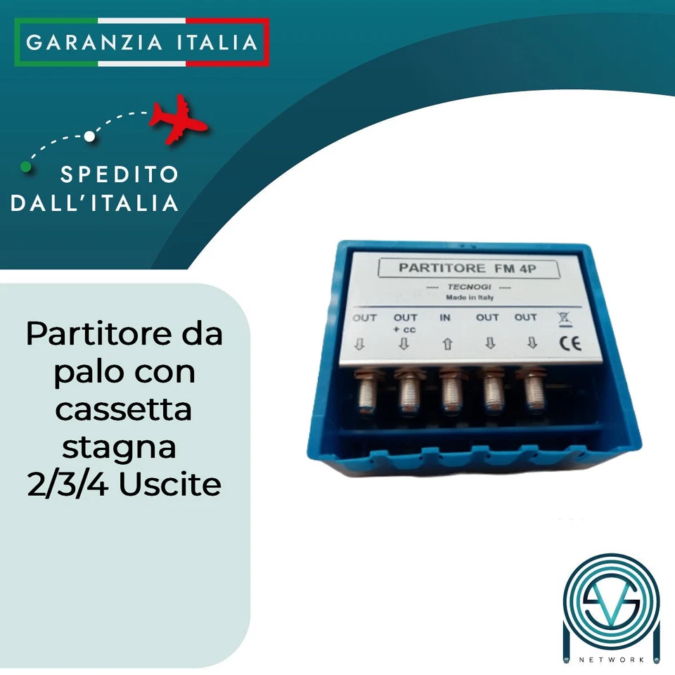 Partitore Ripartitore da Palo per Antenna TV DTT connettore F 2/3/4 uscite  - Immagine 3 di 3