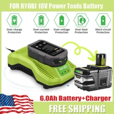 For RYOBI P108 18V 6.0Ah One Plus Battery and Charger Lithium-Ion High Capacity