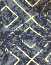 LuLaRoe Leggings ~ OS ~ SLATE BLUE ~ NAVY ROSES CREAM DIAMONDS ~  *UNICORN* HTF!