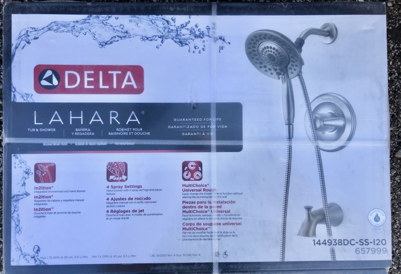 Delta LAHARA Tub and Shower Faucet 144938DC-SS-120 Brushed N