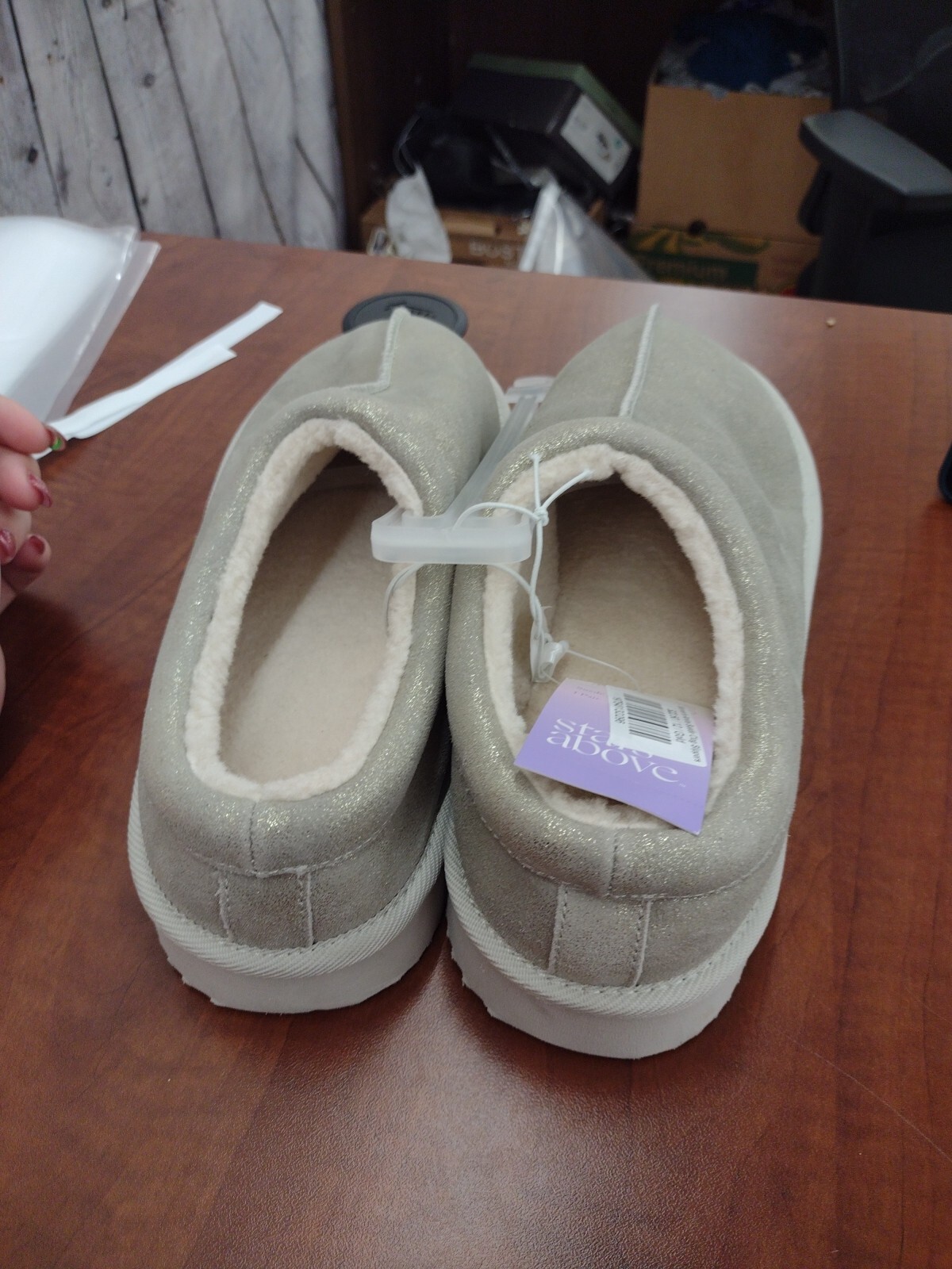 PANTOFOLA D’ORO Pantofole donna Amira pelle scamosciata con zoccoli oro taglia 12