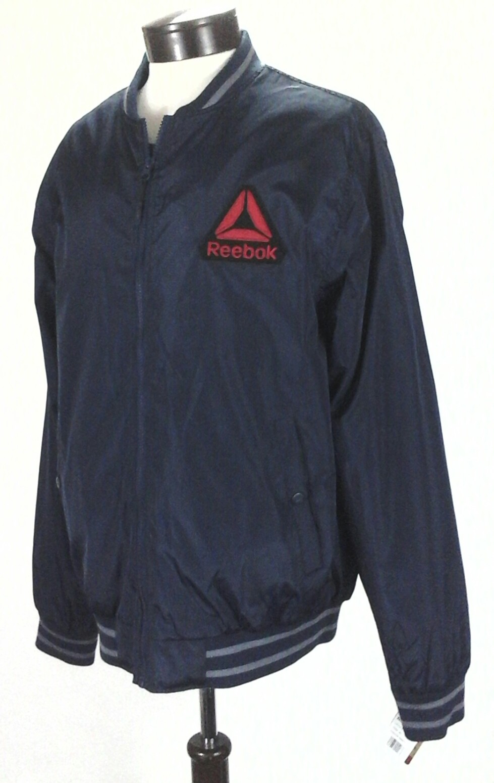 Reebok Classic Fleece-Lined Varsity Bomber Jacket Blue Red Mens XL New $160-image