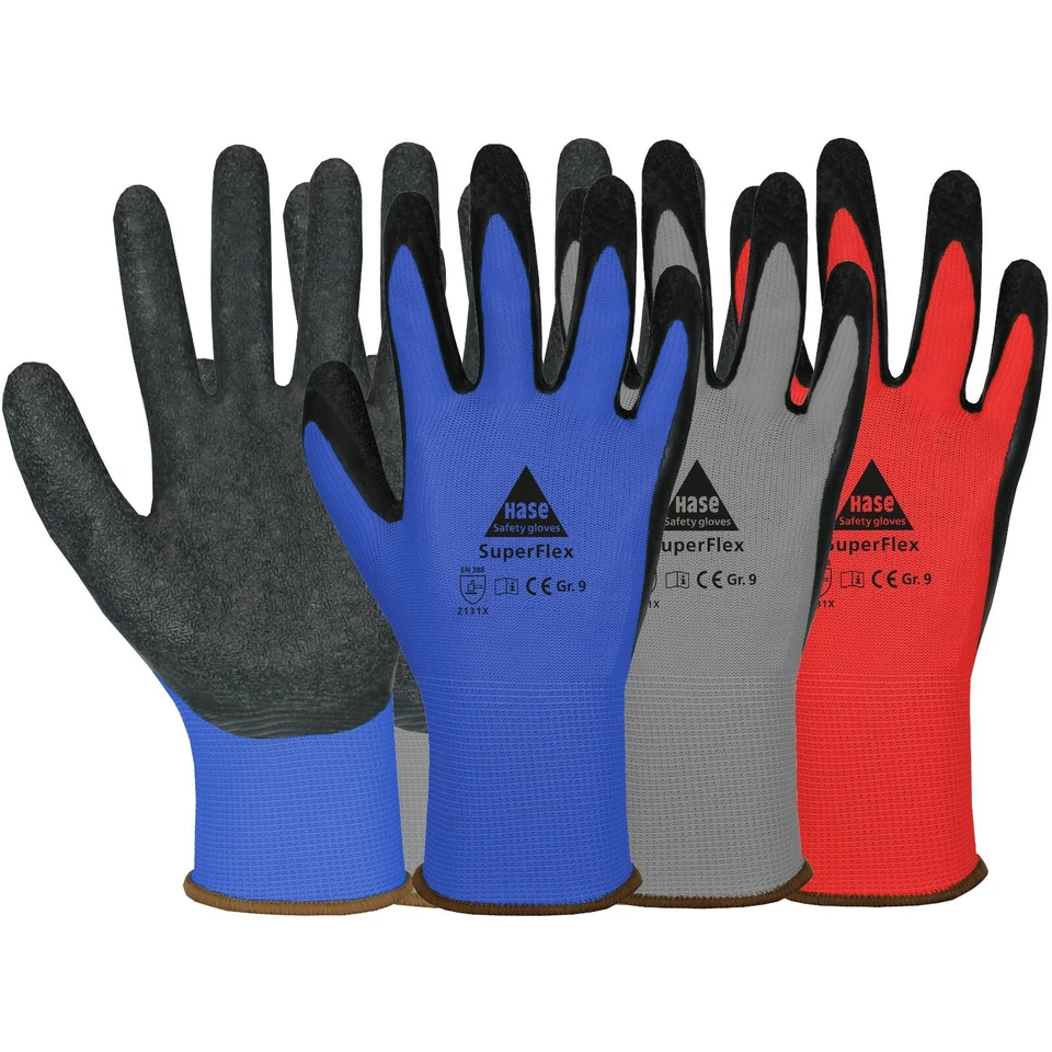 Handschuhe Superflex Arbeitshandschuhe 10 Paar Montagehandschuhe Latex Gr. 6-11 - Bild 1 von 1