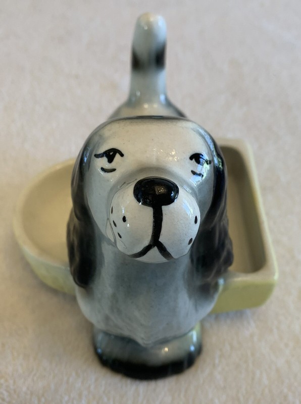 Vintage Dog Ceramic Trinket Change Coins Jewelry Holder Springer Spaniel