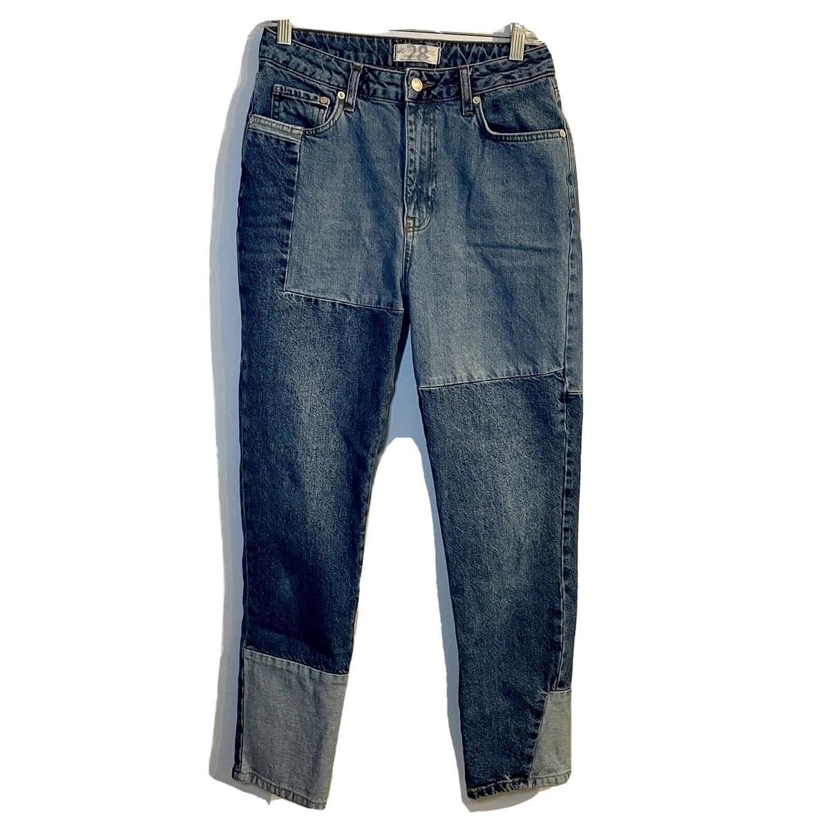 We The Free Size 28 Pieced Jeans Blue Denim Mom Straight Leg Hi Rise OB957315