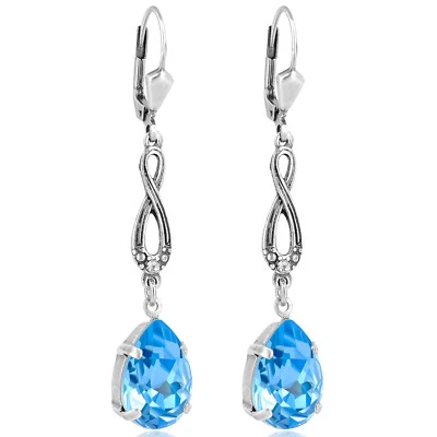 Jugendstil Ohrringe Silber Markenkristalle Aquamarin NOBEL SCHMUCK