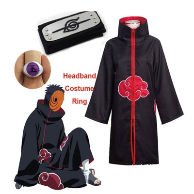 Anime Akatsuki Costume Obito Uchiha Cosplay Máscara de Manto Simulação  Desabrileira De Plástico Adereços Fantasias de Carnaval de Halloween